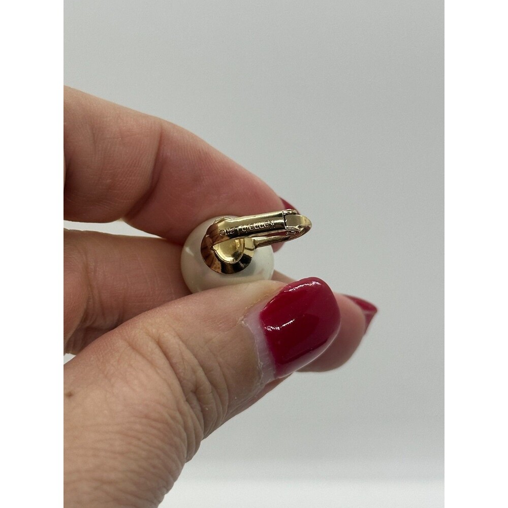KJL Faux Pearl Clip on Earrings Gold Tone Large Stud Vintage Kenneth Jay Lane - Picture 4 of 8